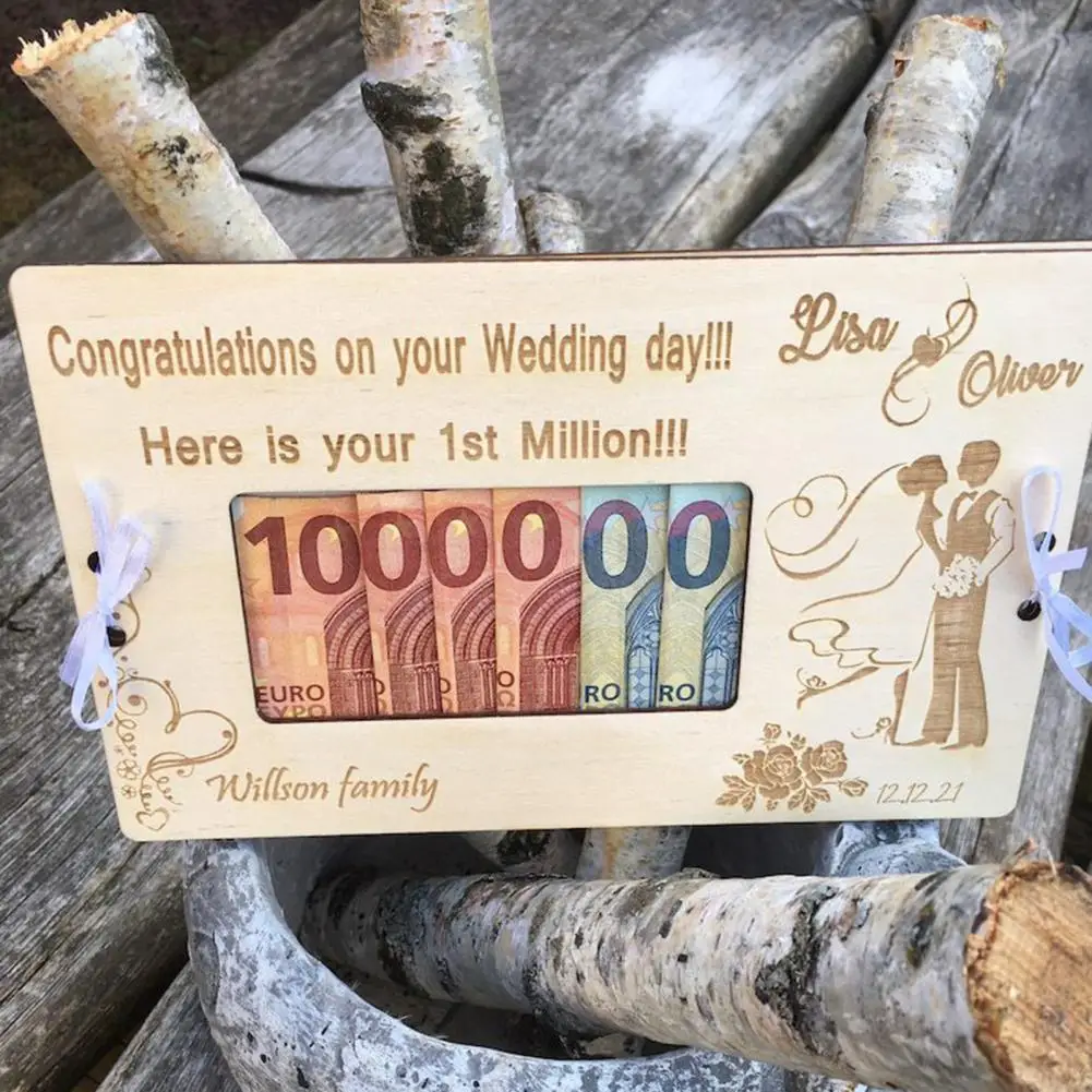 

Birthday Greeting Card Personalized Engraved Wooden Money Gift Box Elegant Decor for Greeting Cards Smooth Edge Burr-free