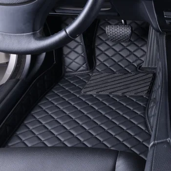 Leather Car Floor Mats 100％ For For Nissan Leaf Juke Versa March Tiida Kicks Auto Foot Pads Accessories Full Coverage 차량용품