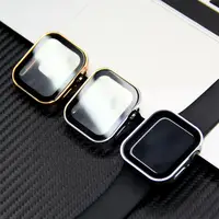 Verre + étui pour Apple Watch 9 8 7 6 5 4 SE 45mm 41mm 44mm 40mm, housse de protection d'écran à bord droit, série iWatch Ultra 49mm 2