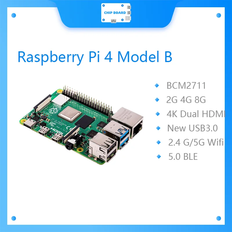 Kit de carte de développement Raspberry Pi 4 modèle B, RAM 2G, 4G, 8G,  processeur 4 cœurs, 1.5 mesurz, 3 Speeder STORPi 3B +, original officiel