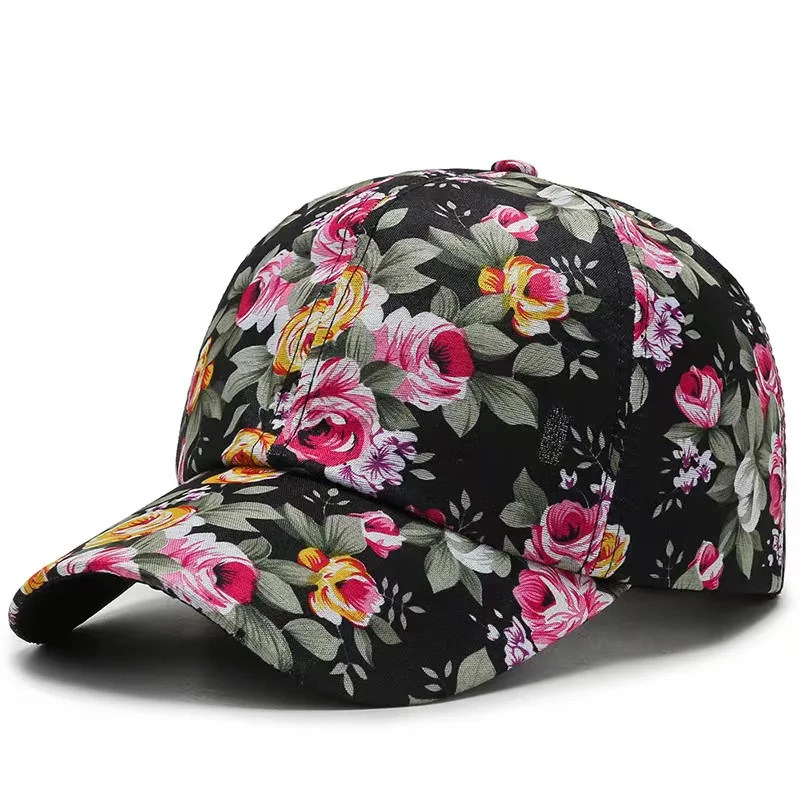 

New Flowers Floral Full Printed Baseball Caps Women Hat Shade Sport Hats Outdoor Stretch Cotton Adjustable Baseball Cap Dad Hats