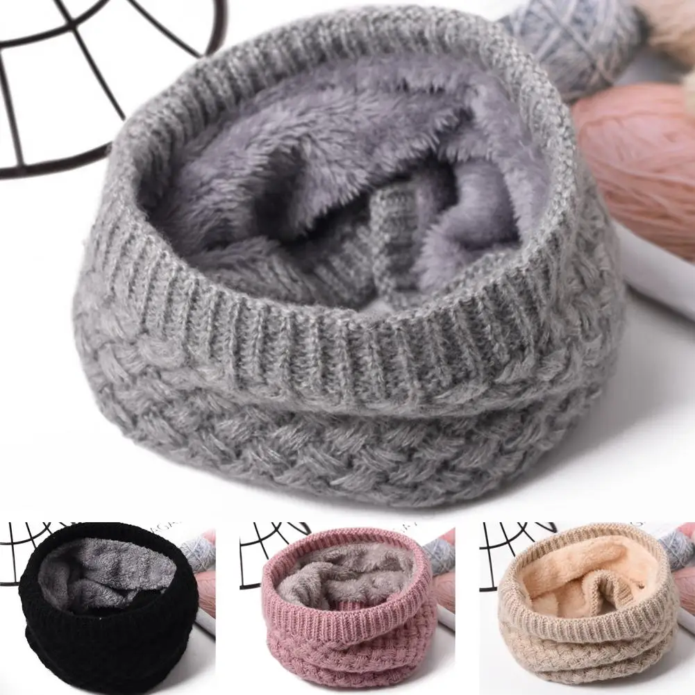 

Neck Warmer Knitted Plush Lining Stretchy Thickened Keep Warm Autumn Winter Men Women Circle Ski Climbing Scarf Neck Scarves