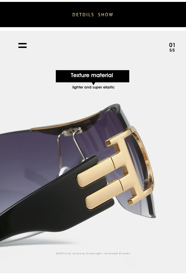 Trendige Y2k-Sonnenbrillen für Damen und Herren, Übergroße Designer-Marken-Fahrradbrillen, 2000er-Jahre-Einteiler-Sonnenbrillen, Gafas Eyewear – Detail 15
