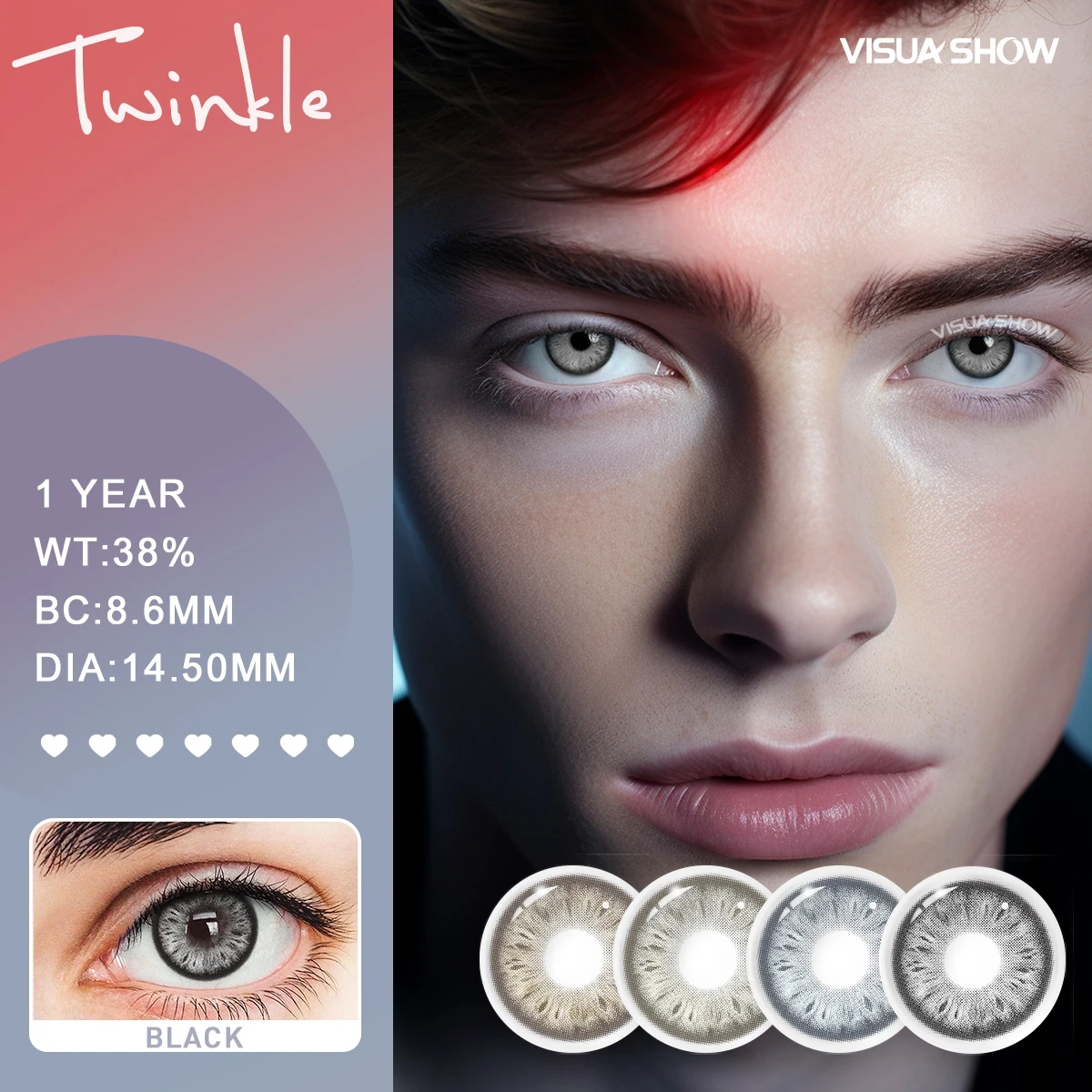

VISUASHOW 2Pcs Color Contact Lens Myopia Color Contact Lenses Multicolored Eye Contact Lens Yearly Blue Eye Lenses Fast Shipping