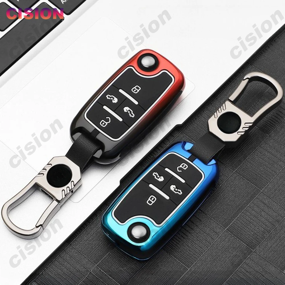In Lega Di Zinco Silicone Flip Car Key Fob Case Cover Chain Remote Shell Holder Per Volkswagen Sharan Multivan Caravelle Transporter