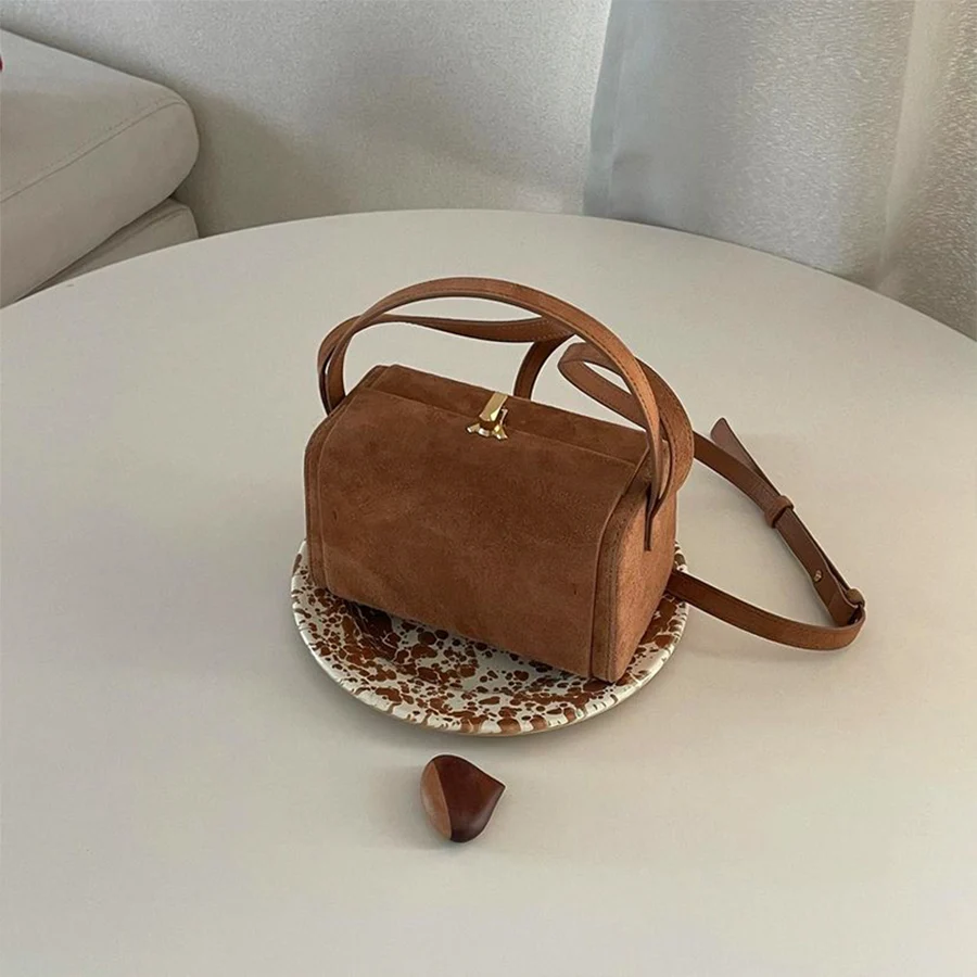 【LOW CLASSIC】SUEDE CARAMEL BOX BAG BROWN LC247BA06BR FALL 2024 SUEDE BAGS UNDER $750 🍂 Contemporary Brands