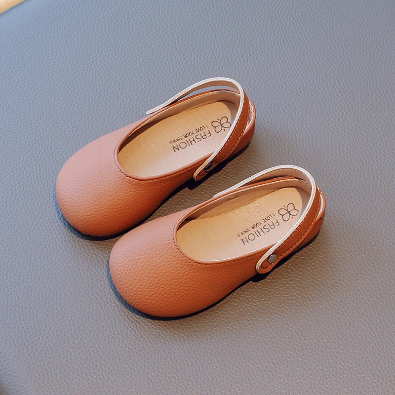 New Girls Korean Shoes Spring Autumn Cute Square Head Princess Single Shoe Shallow Mouth Soft Sole Anti Slip Leather Shoes 4