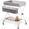 VEVOR Baby Changing Table Folding Diaper Changing Station with Lockable Wheels 3-level Adjustable Heights for Newborns & Infant 1