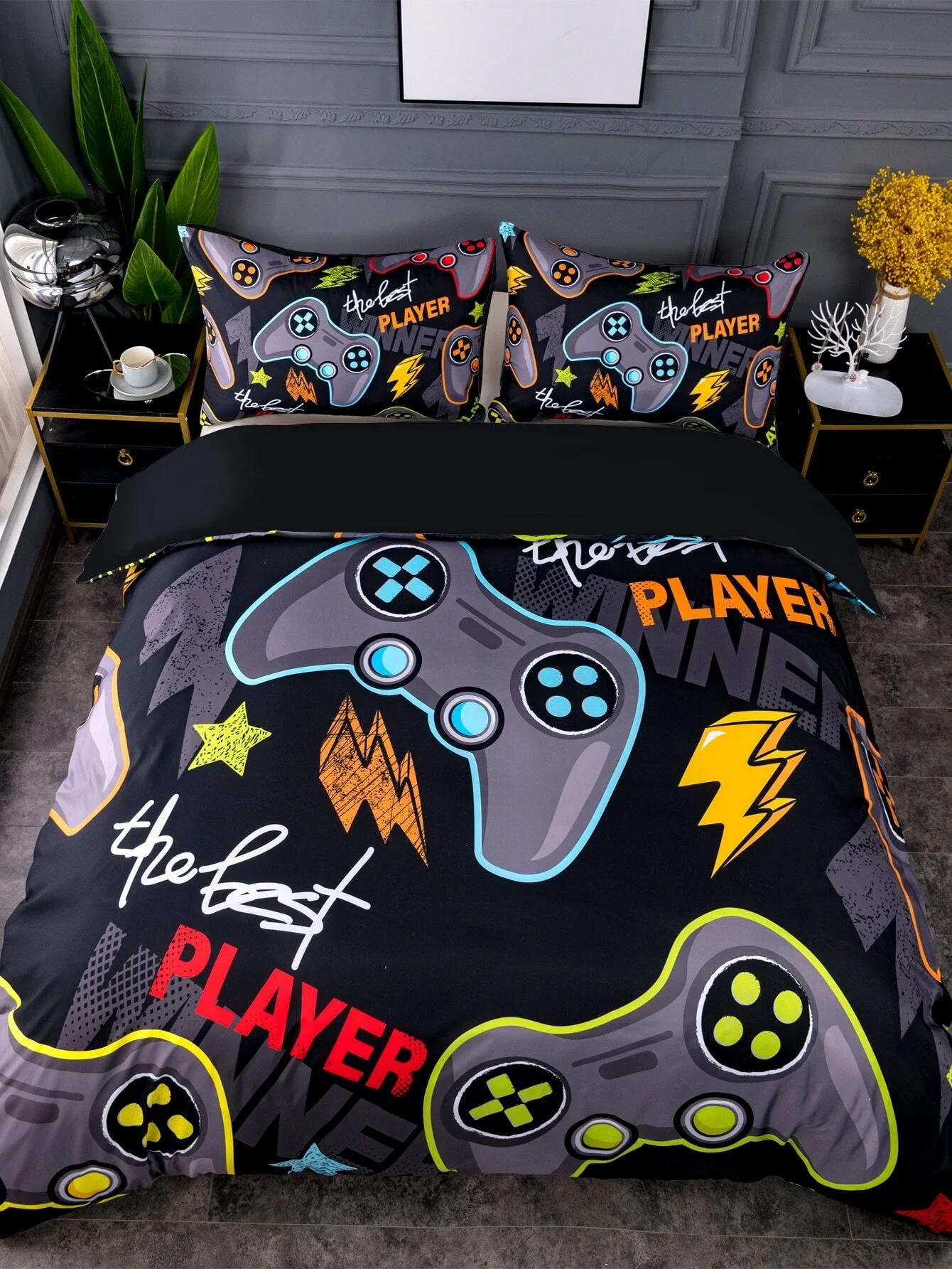 Gamepad Print Duvet Cover Set Without Filler