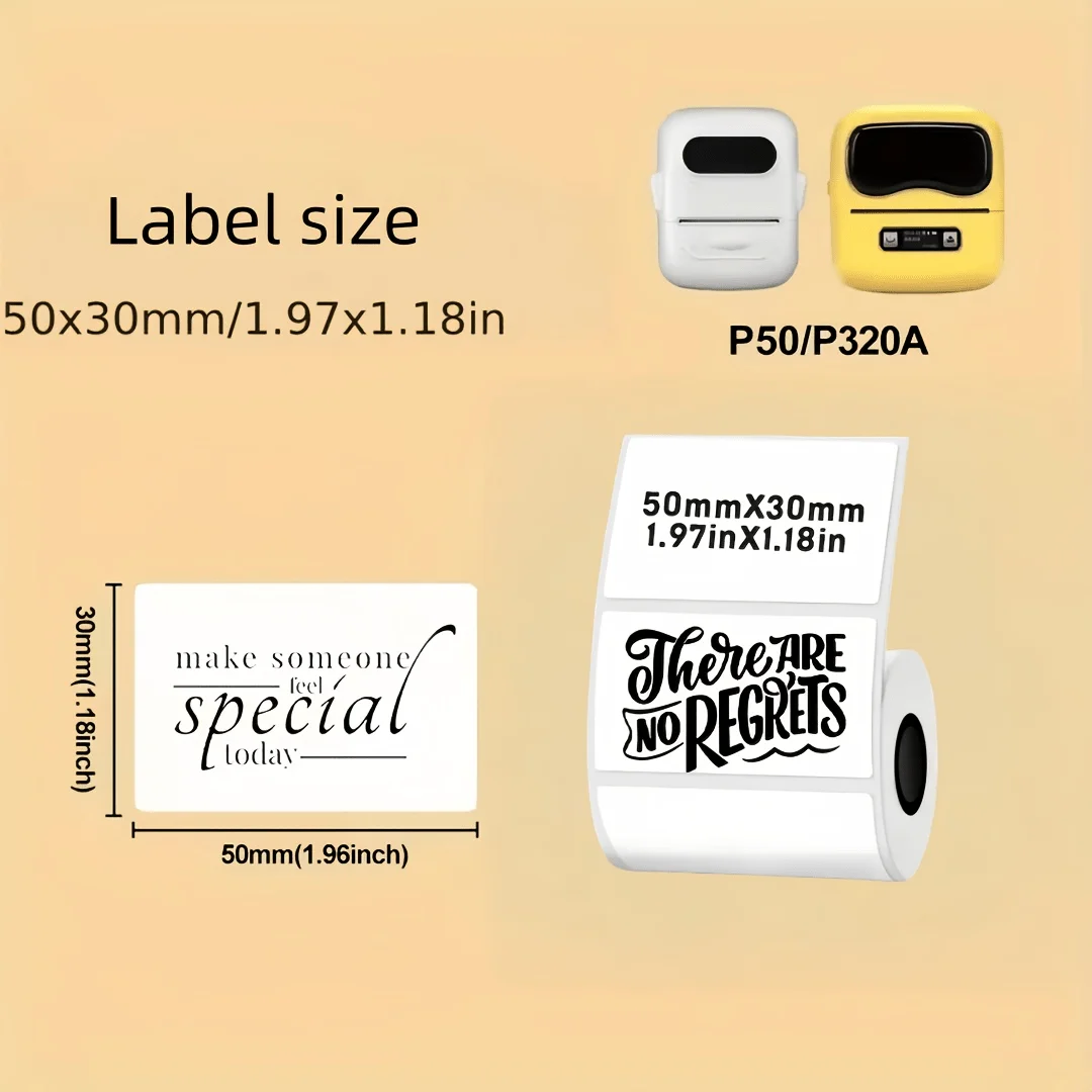 10롤 50x30mm 흰색 자체 접착식 열전사 라벨 용지 휴대용 및 미니 프린터용 주소 배송 가정 및 사무실용