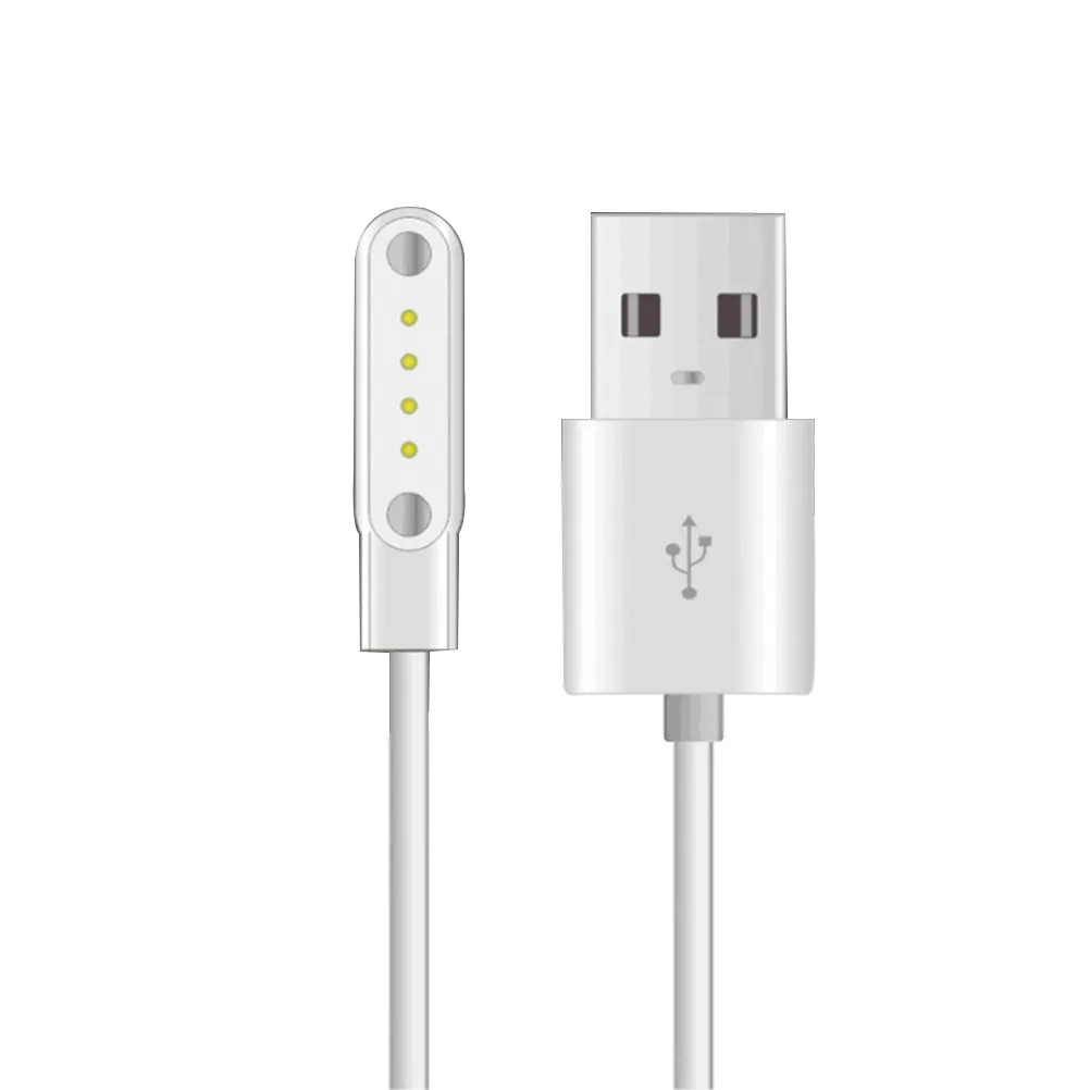 USB 스마트 워치 충전기 케이블 Gt88 K88h Kw08용 자기 4핀 고내구성 알루미늄 커넥터 빠른 데이터 전송 화이트