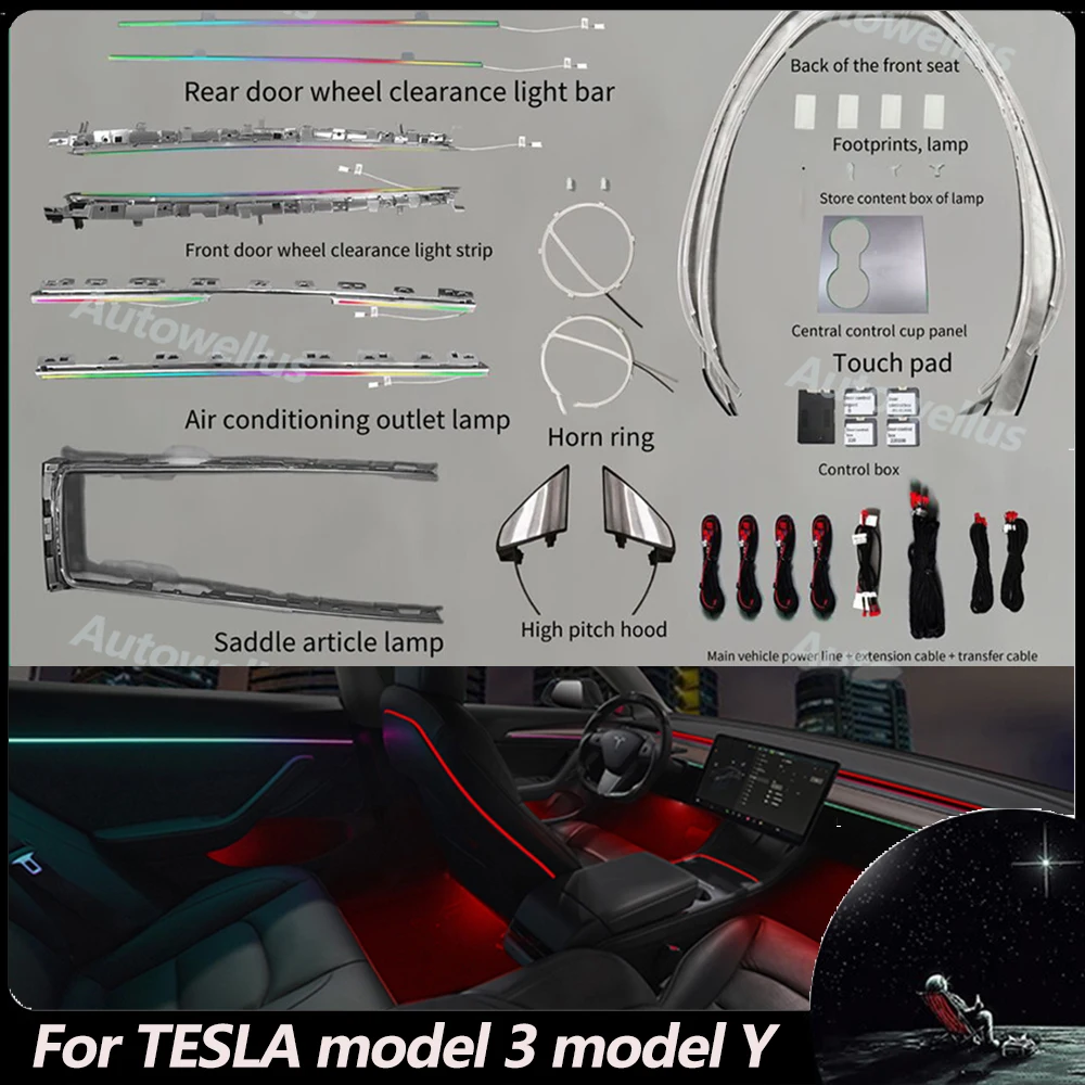 

Декоративная светодиодная лента для приборной панели Tesla Model Y 2021-2022