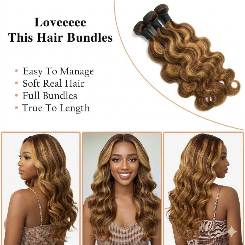 30 40 50 Inch Ombre Body Wave Human Hair Bundles Highlight Human Hair Unprocessed Blonde Raw Hair Bundle Weave Extensions 2