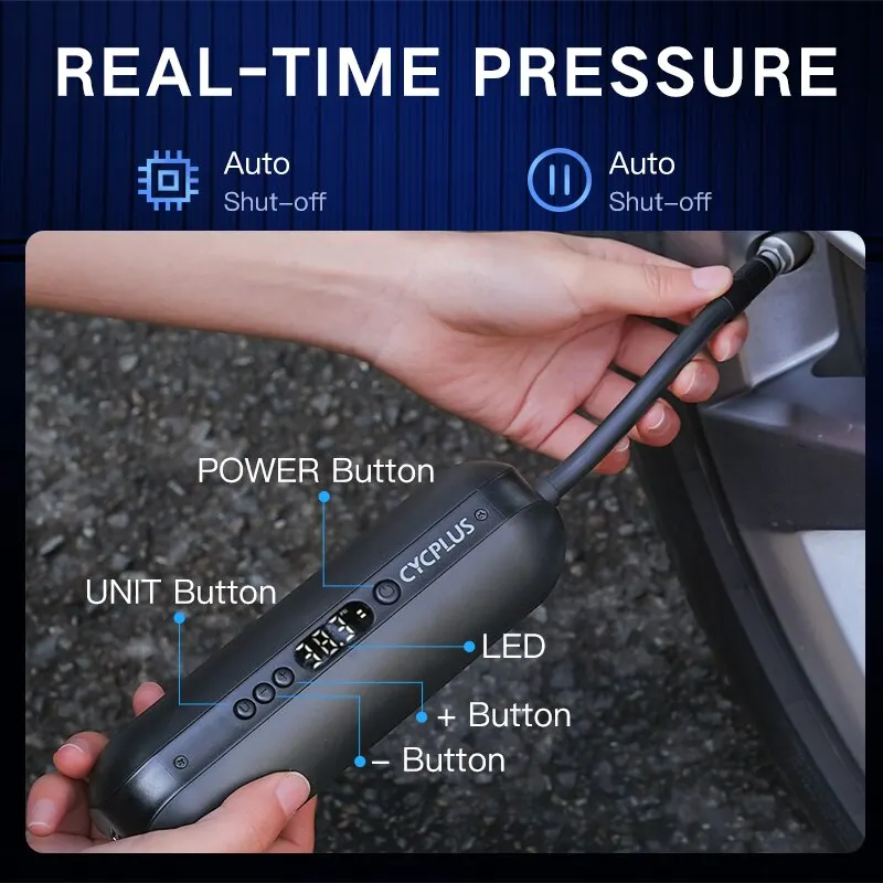 CYCPLUS A2 Air Compressor Wireless Bicycle Pump for Car Tire High Pressure 150psi Portable Smart Air Inflator for MTB Bike Ball Air Pump