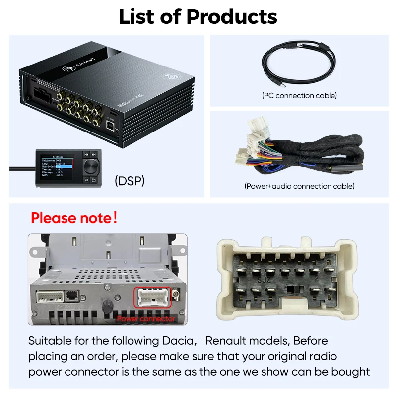 Ainavi P48E Car DSP For Dacia Sandero Renault Digital Signal