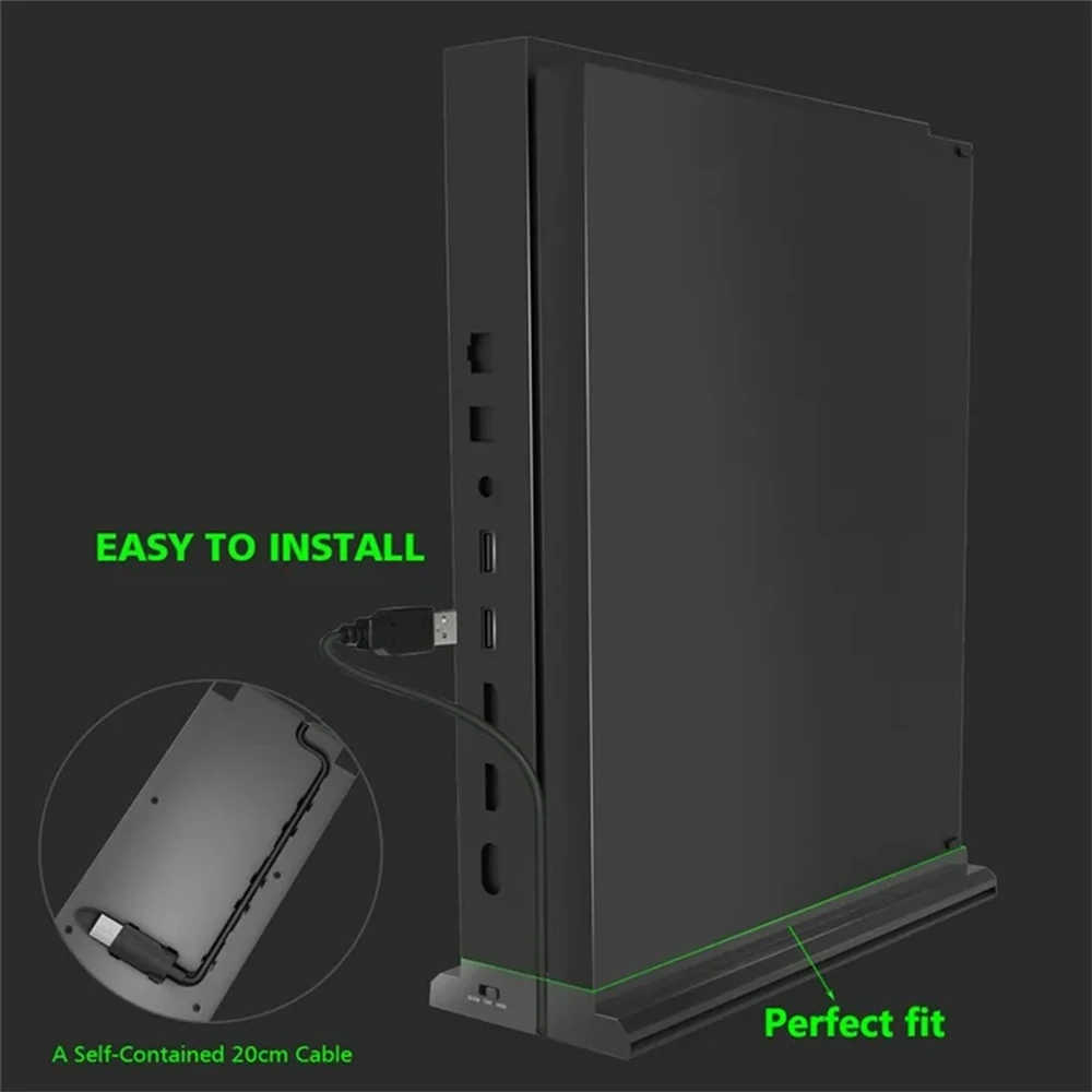 Xbox ONE X 수직 스탠드 독, 냉각 팬 3 개, USB 포트 허브 3 개, 냉각 베이스