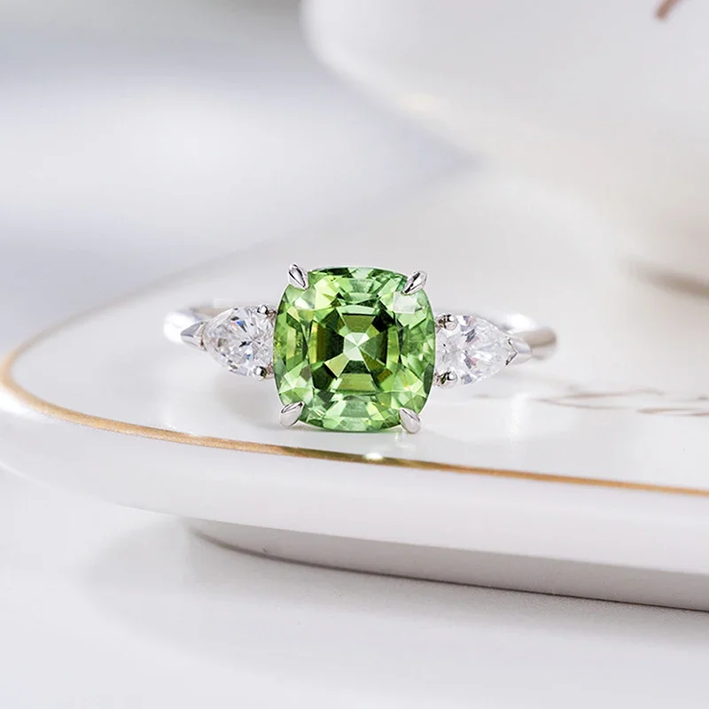 CAOSHI fashion wedding band light green cubic zirconia finger ring for women silver color jewelry for engagement ceremony party wedding rings