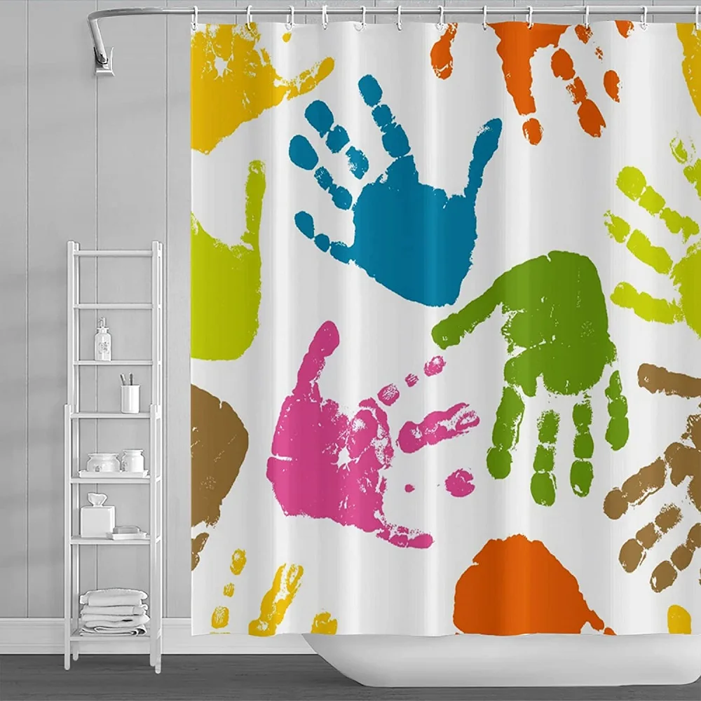 

Штора для душа с розовым единорогом, водонепроницаемые занавески для ванной из ткани с крючками, с рисунком цветов, растений, зеленых листье...