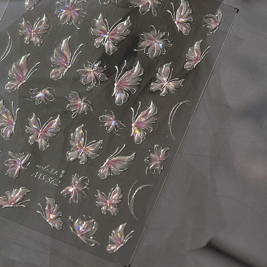 1pcs 5D Luxury Glitter Butterfly Nail Art Stickers Kawaii AB Acrylic Self Adhesive Nail Decorations Slider Decalsc DIY Accessory 6