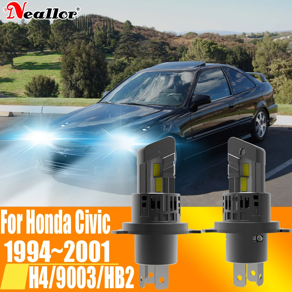 

2 шт., Автомобильные светодиодные лампы H4 HB2 9003 12 В 55 Вт для Honda Civic 1994-2001