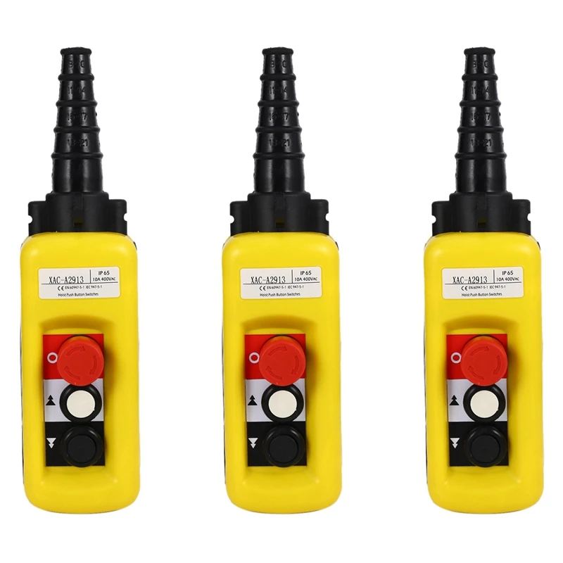 

NEW-3X Lift Control Pendant XAC-A2913 Waterproof Handheld Pushbutton Switch With Electric Hoist Handle, 2 Buttons