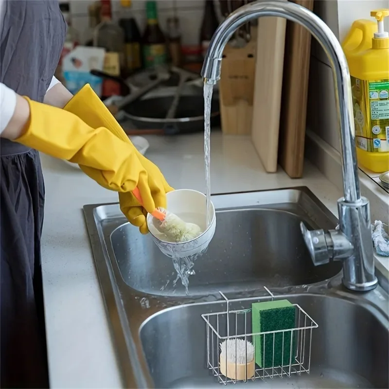 Sponge Holder, Brush and Soap Dishwashing Liquid Drainer Basket - Essential Kitchen Accessory for Easy Cleaning and Organization