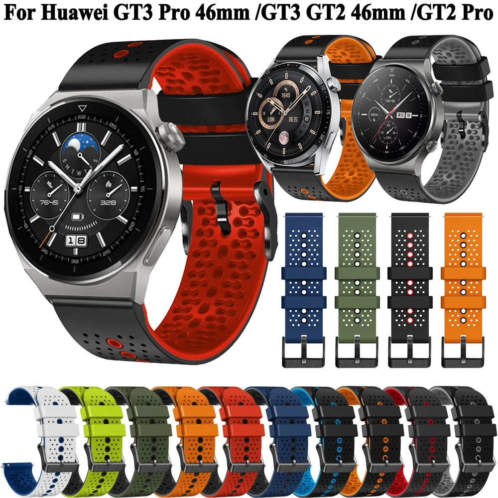 

Ремешок силиконовый для смарт-часов Huawei Watch GT3 GT 3 46 мм, браслет для наручных часов GT 2 GT2 Pro 46 мм, 22 мм