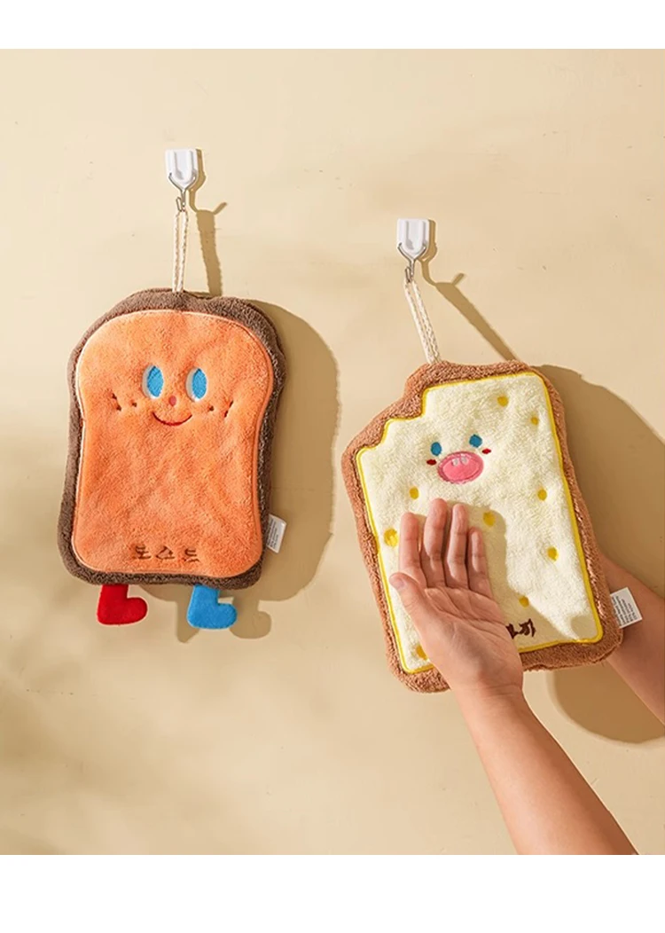 Cute Cartoon Hand Towel Hanging Kitchen Hand Wipe Quick Dry Wipe Three Layers of Thickened Coral Flannel Towel