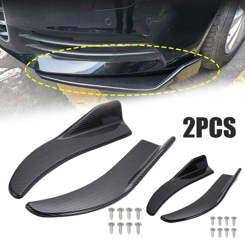 1 Pair Car Carbon Fiber Screen Car Bumper Spoiler Front Lip Anti-collision for BMW Mercedes-Benz Toyota Audi Universal