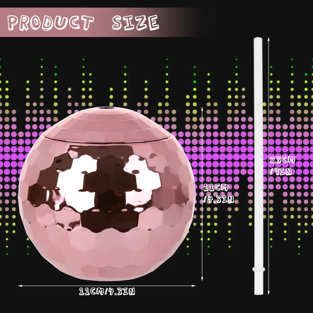 580ML Unique Disco Ball Cups Flash Cocktail Cup Nightclub Bar Party Flashlight Straw Wine Glass Drinking Syrup Tea Bottle