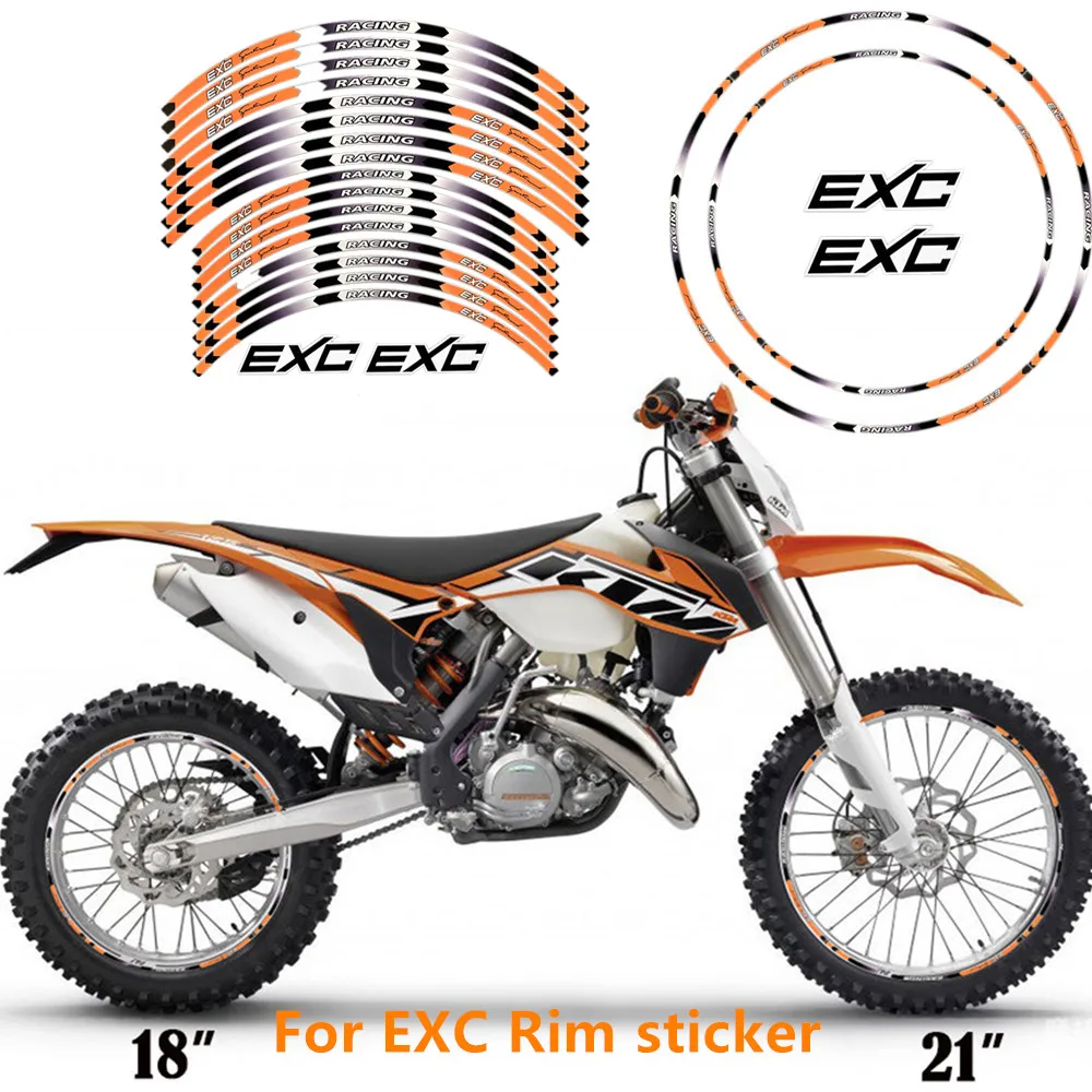 For KTM EXC Wheel Rim Sticker Tire Border Reflective Hub Decal DUKE E390/790 RC390 Fuel Tank Modifi Accessories