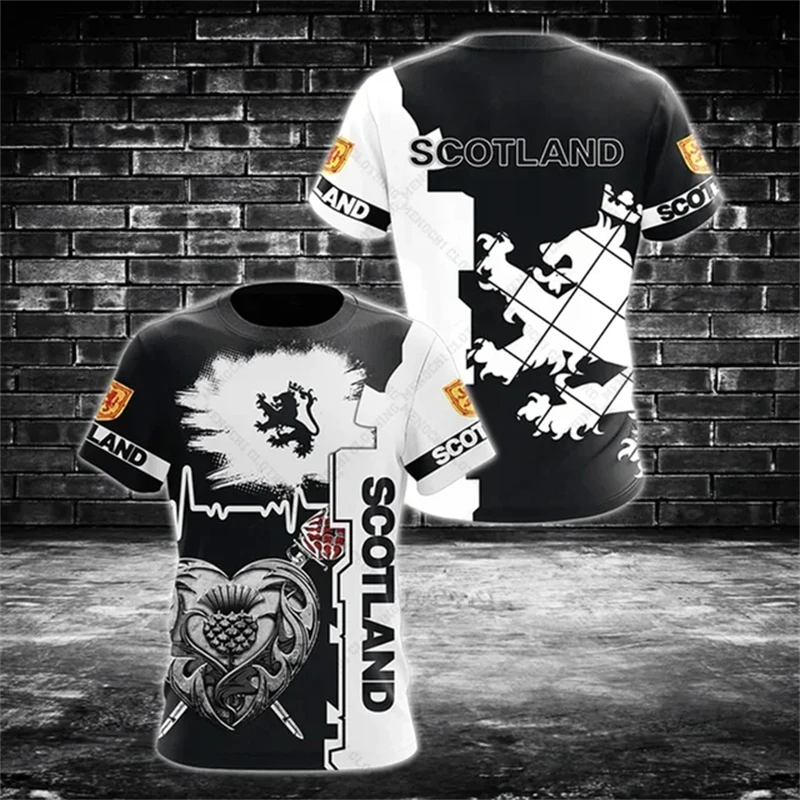 Scotland Flag Men's T-shirt 3D Print Scottish National Emblem Tops Short-sleeved O-Neck Oversized Sportswear Tee Shirt Clothing - Image 4