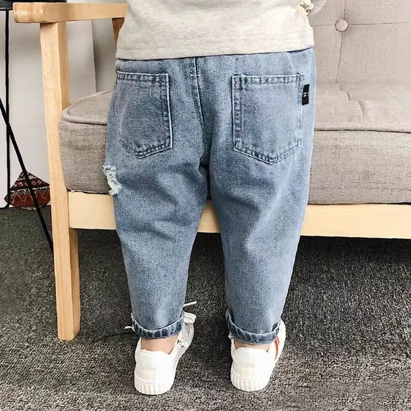 0-6 Year old Boys Jeans Infant Set Children  Girls Denim Ripped Jeans Korean Fashion Kids Trousers Toddler Casual Loose Pants 4