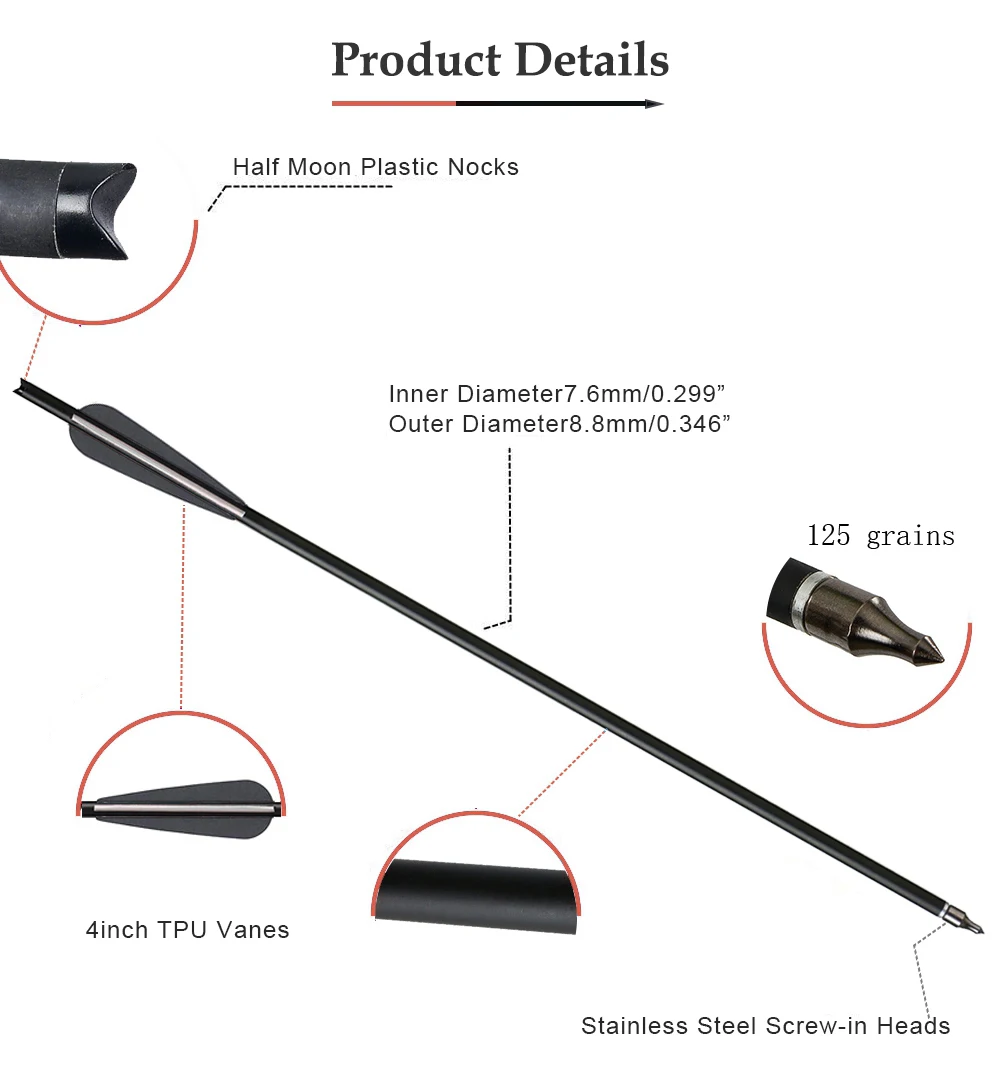 High-Performance Carbon Crossbow Arrows with Precision Tips for Hunting