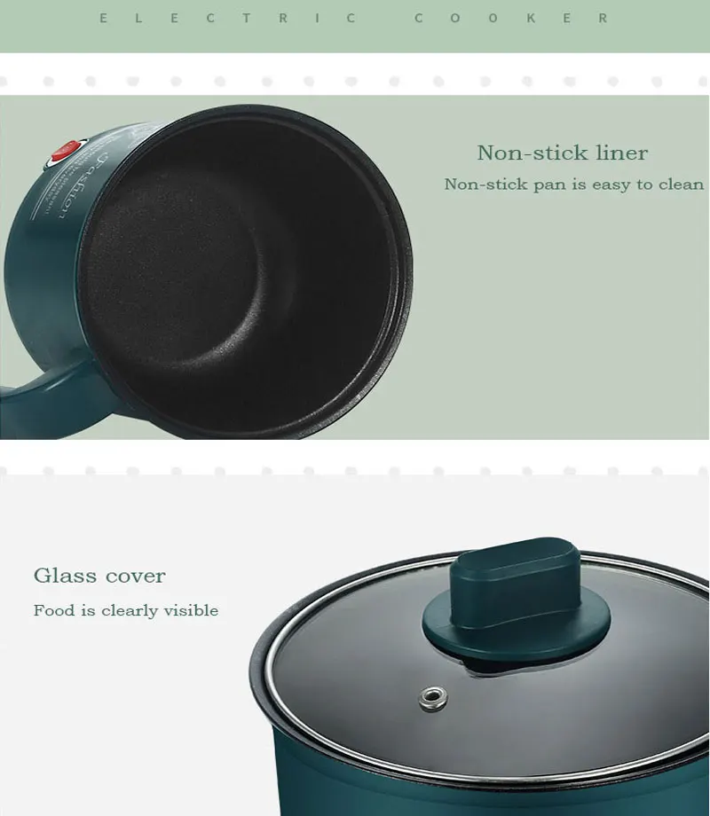 1.8L Electric Multicooker Non-Stick Single/Double Layer Pots Home Dormitory Multi-function Cooking Machine