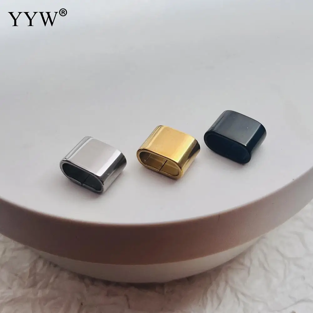 10Pcs Stainless Steel Metal Tube Positioning Tube Charms Slider Big Hole Beads For Jewelry Making Diy Leather Bracelet Findings