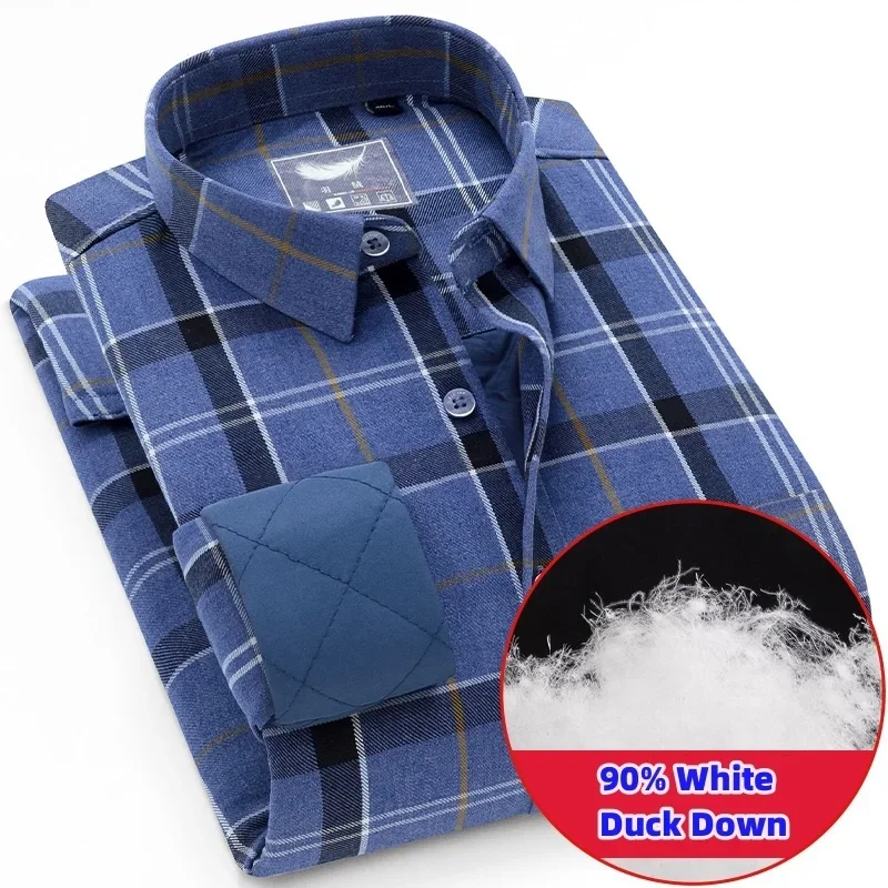 Outerwear Shirts Fleece Tops Male Parkas Lightweight Down Jackets Shirt for Men's Warm Winter Clothes Casual Work Slim Fit 5XL