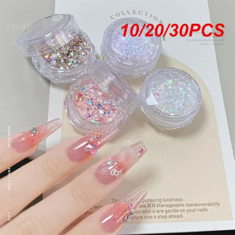 

10/20/30PCS Nail Decoration Safe And Non-toxic Unique Design Iridescent Beautifully Fashion Manicure Opal Laser Glitter Powder