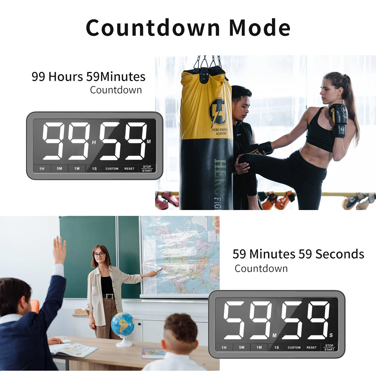 Minuterie Digitale Magnétique – Grand écran LCD, Alarme Sonore, Pour Cuisine, étude, Sport