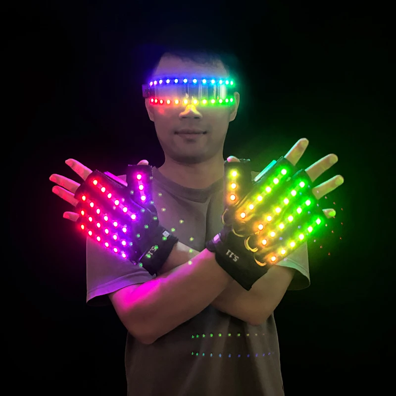 Cyberpunk futuristic luminous cosplay glasses LED glowing goggles for man women dance show props