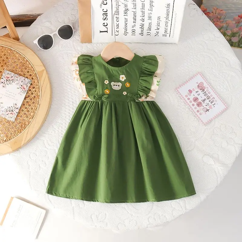 1-6Years Toddler Baby Summer Dress Children Cartoon Floral Dresses for Girls Cute Outfits Clothing 2 3 4 5