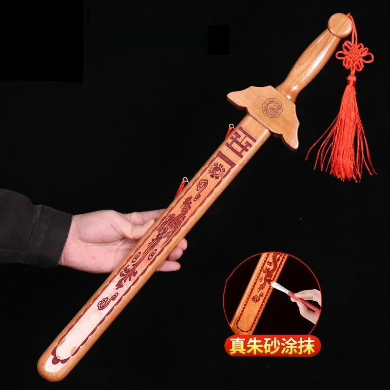 Solid wood carved peach wood sword Feng Shui Accessories Warding