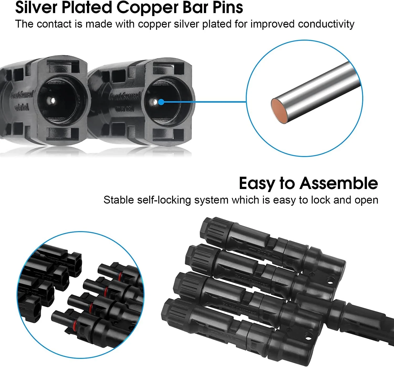 2/3/4/5/6IN 1OUT Solar Energie Adapter 2T 3T 4T 5T 6T Männlich Weiblich Solar PV T Zweig Anschlüsse Solar Panel Kabel Splitter Koppler – Detail 10