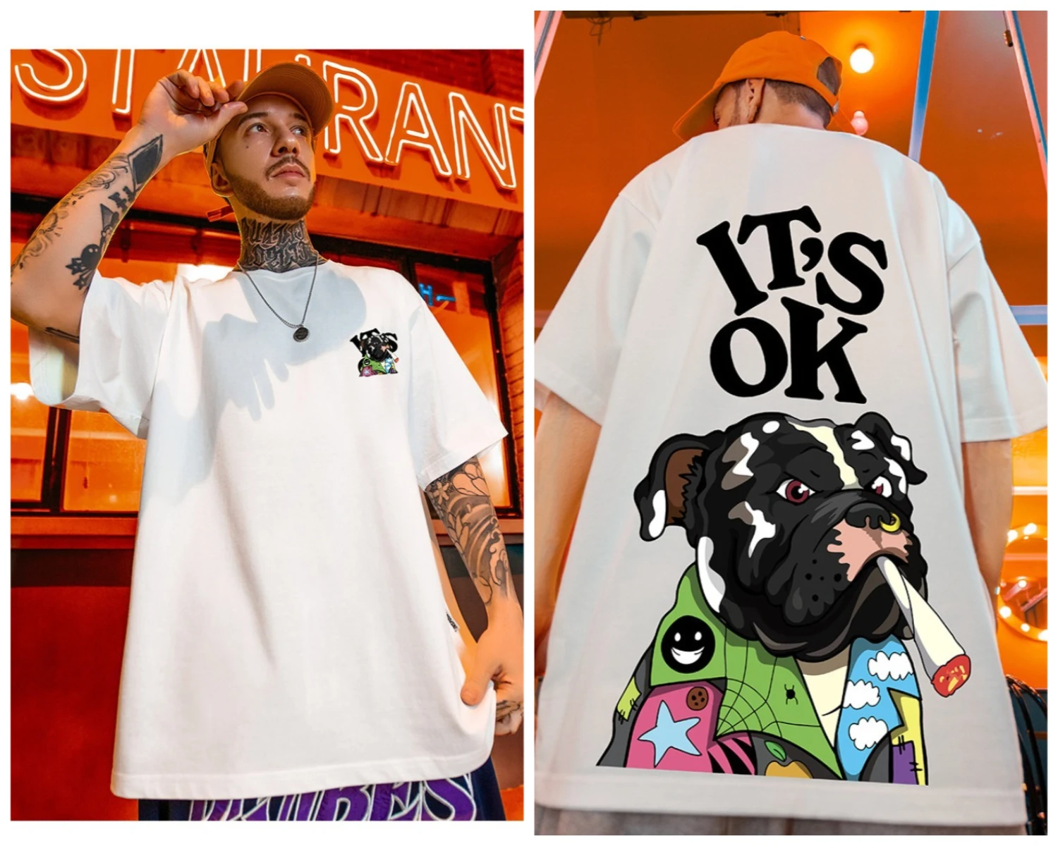 2026 미국 레트로 트렌디 브랜드 패러디 강아지 반팔 티셔츠 남녀 인스타그램 인기 순면 티셔츠