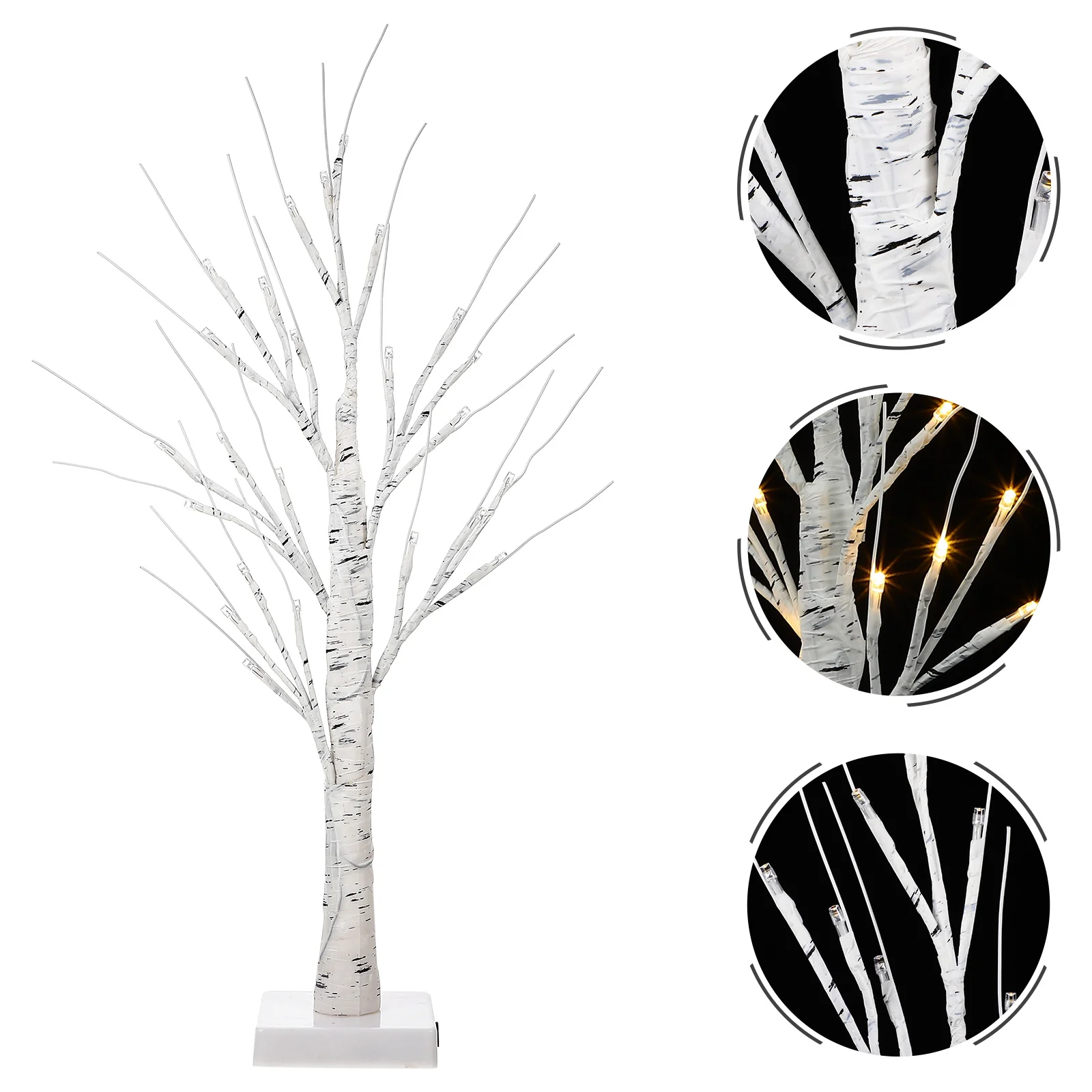 

LED Birch Light Artificial Tree Home Desk Decor Small Night Christmas Lights Halloween Lamp White Table