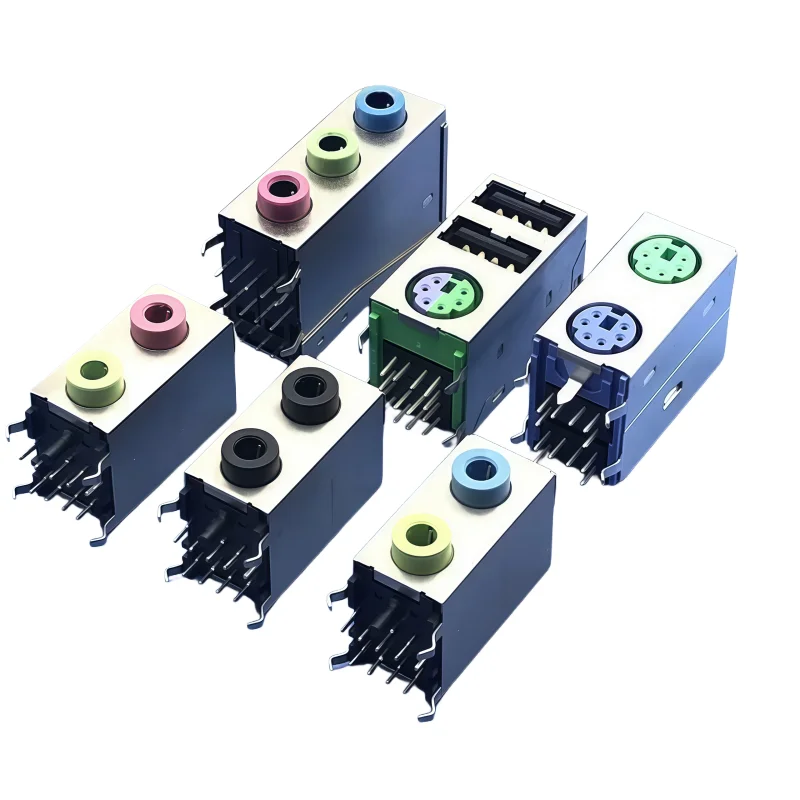 Dual Port Audio Socket Set with Single-Layer Mouse and Double-Layer Keyboard Connections