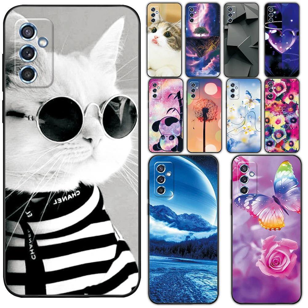 Per Samsung M23 5G Custodia Per Galaxy M23 5G Cartoon Cat Cover Posteriore In Silicone Morbido Verniciato Per Samsung Galaxy M23 M 23 Funda Coque