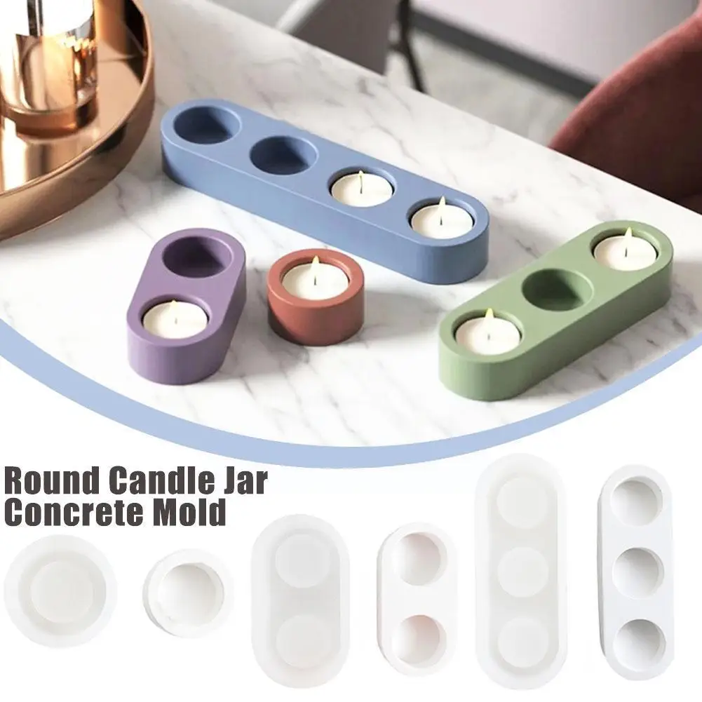 Round Candle Jar Concrete Mold DIY Handmade Fragrance Cement Plaster
