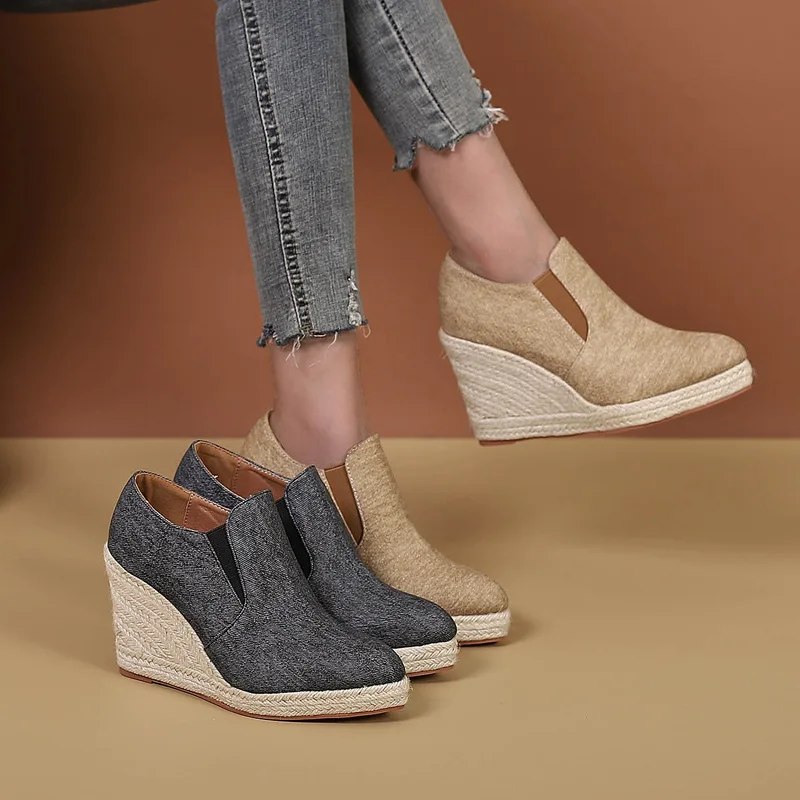 

Winter Shoes Women Pointed Toe Female Footwear Clogs Platform Elegant Casual Sneaker Autumn Dress Creepers Fall Slip-On TPR Sexy