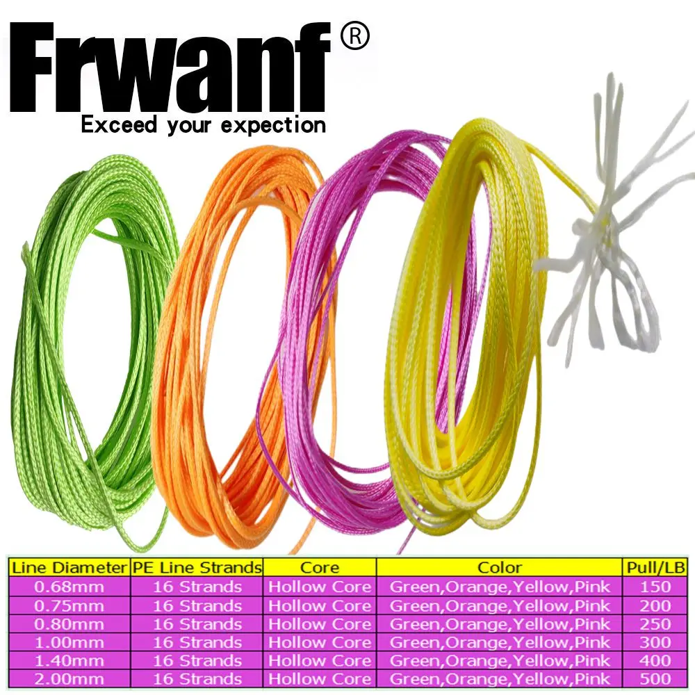 Fishing Line Rope Frwanf 16 Strands 10m/lot PE Braid Fishing Line Super Strong Hollow ...